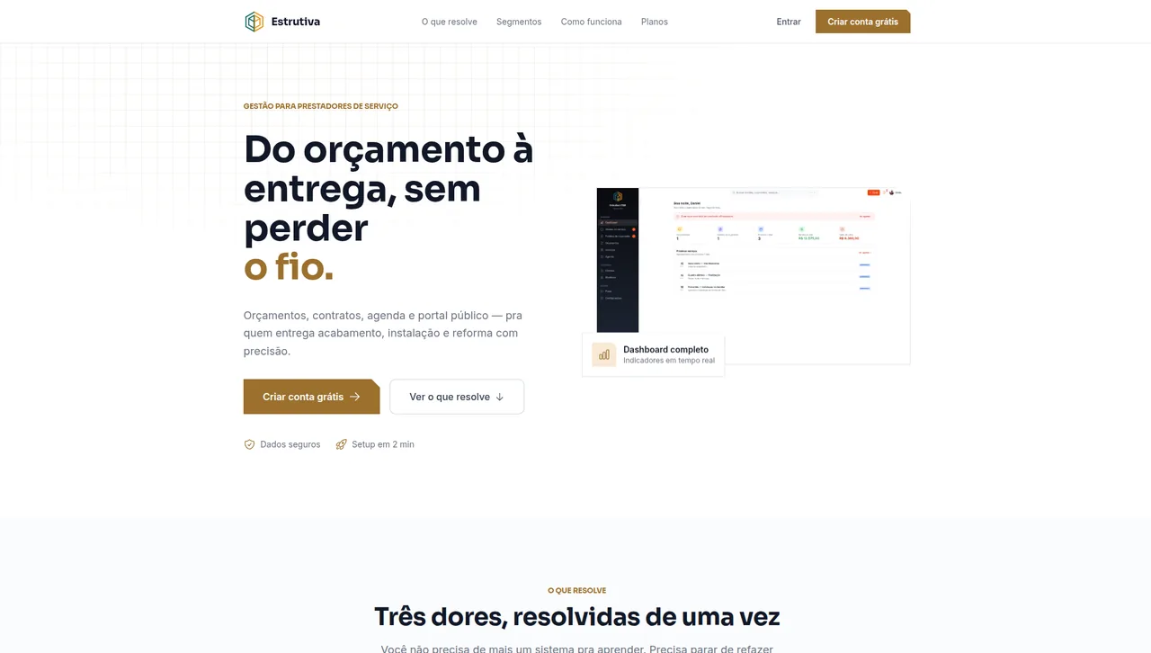 Página inicial da Estrutiva